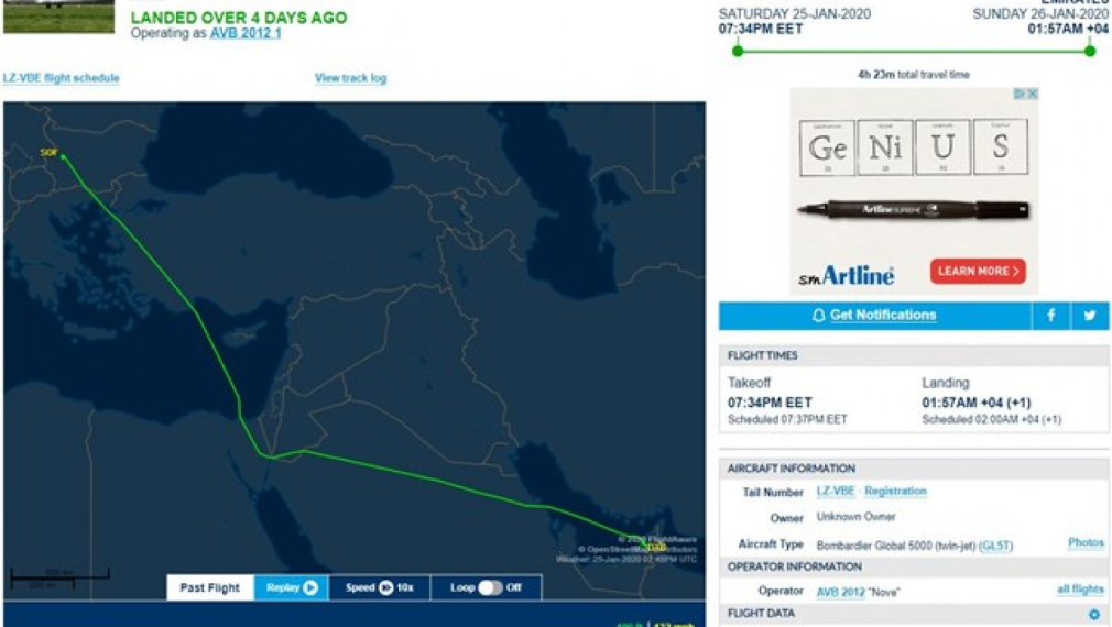 "24 часа": Последният полет на частния самолет на Васил Божков е бил София-Дубай