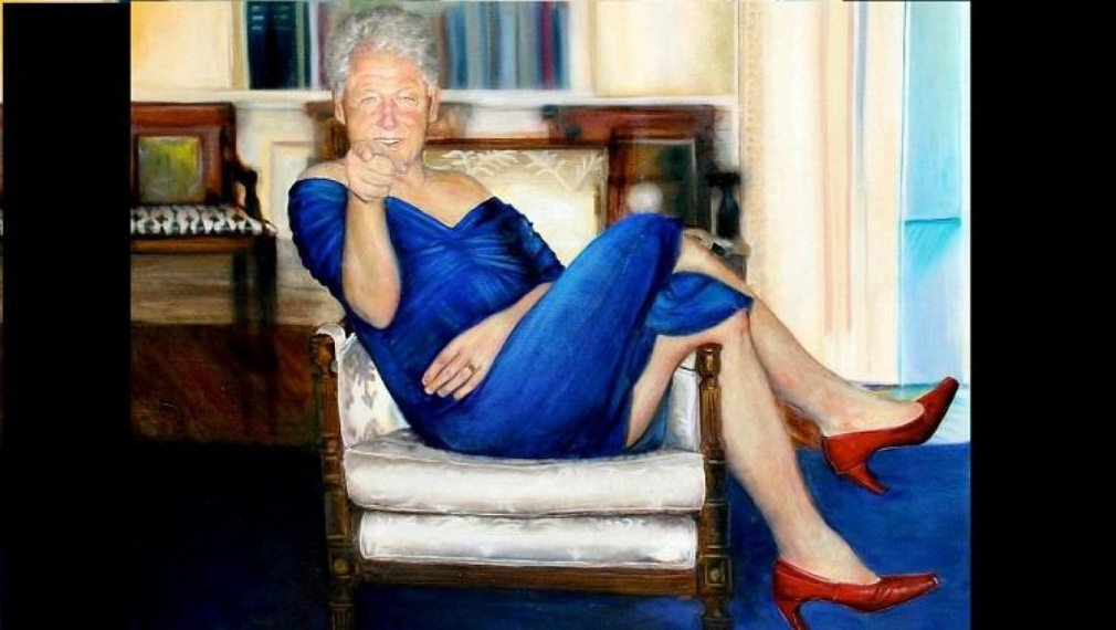В имението на Епщайн откриха портрет на Бил Клинтън в рокля на Хилари