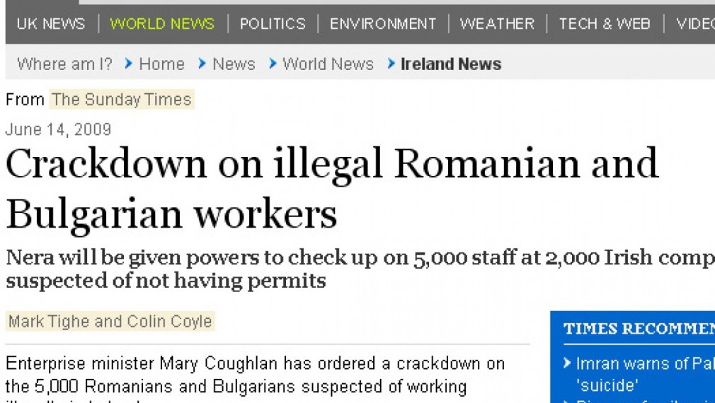 Ирландия предприема "енергични мерки" срещу нелегални румънци и българи