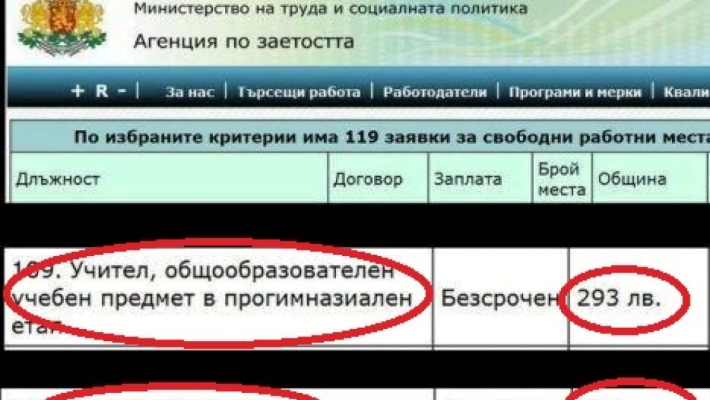 Учителска заплата - 293 лева, на чистач - 310 лева Учителска заплата - 293 лева, на чистач - 310 лева