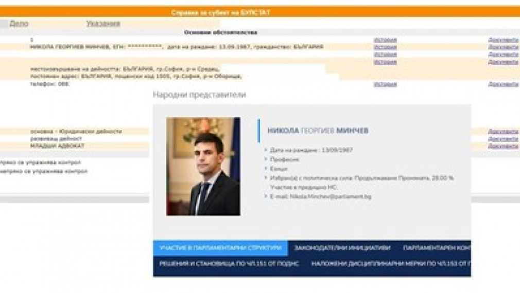 Шефът на парламента изтече с лични данни в БУЛСТАТЛИЙК