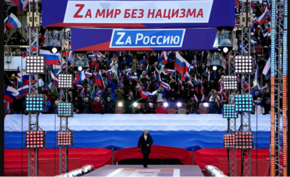 Руската държавна телевизия внезапно спря излъчването на реч на президента Путин на стадион "Лужники" (видео)