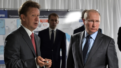 Изпълнителният директор на Газпром Алексей Милер и руският президент Владимир