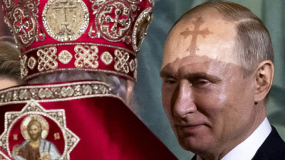 Руският патриарх Кирил разговаря с президента Владимир Путин по време