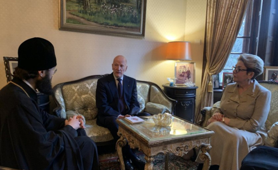 Симеон Сакскобургготски се срещна с руския митрополит Антоний и Елеонора Митрофанова