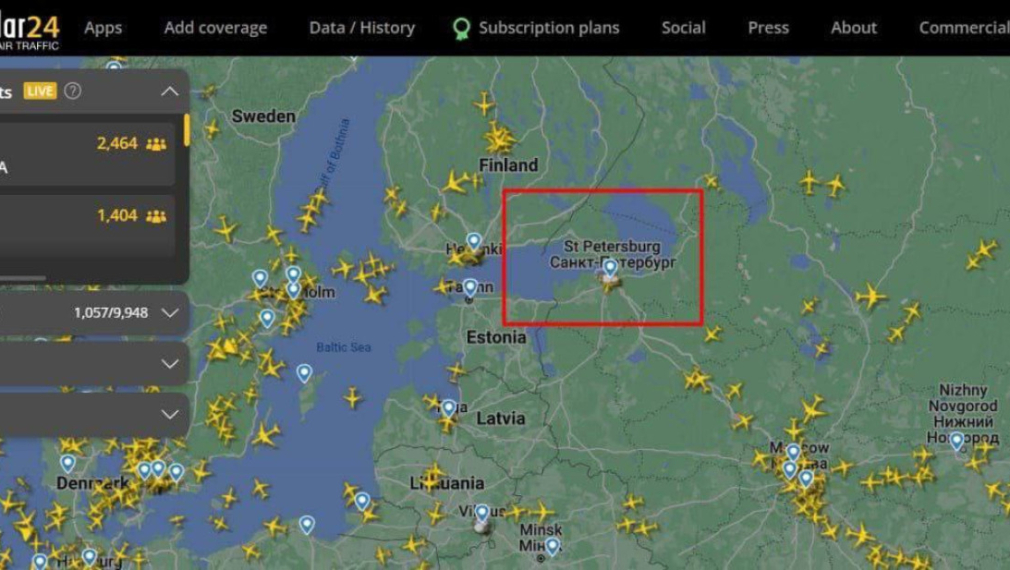 Въздушното пространство над Санкт Петербург е закрито за самолети, съобщават