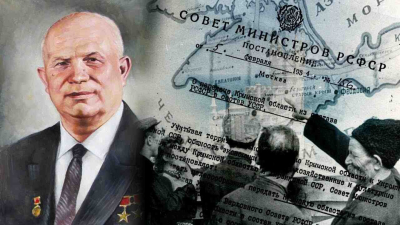 През 1954 г Никита Хрушчов предава полуострова във владение на УССР