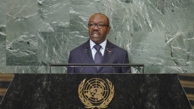 Президентът на Габон Али Бонго говори на 77 та сесия на