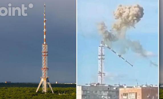 Руски удар пречупи на две телевизионната кула в Харков (видео)