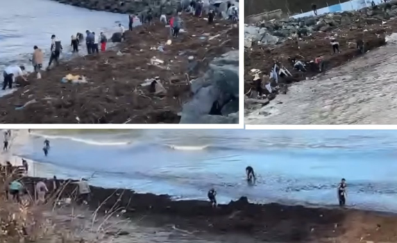 Десетки грабят столевки от морето в Царево, отнесен сейф се разби край понтона (видео)